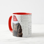 Bruine Cocker Spaniel Hond Kerstman Woof Kerstmis Mok (Voorkant links)