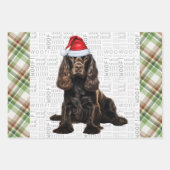 Bruine Cocker Spaniel Hond Vakantie Geplaagd Kerst Inpakpapier Vel (Voorkant)
