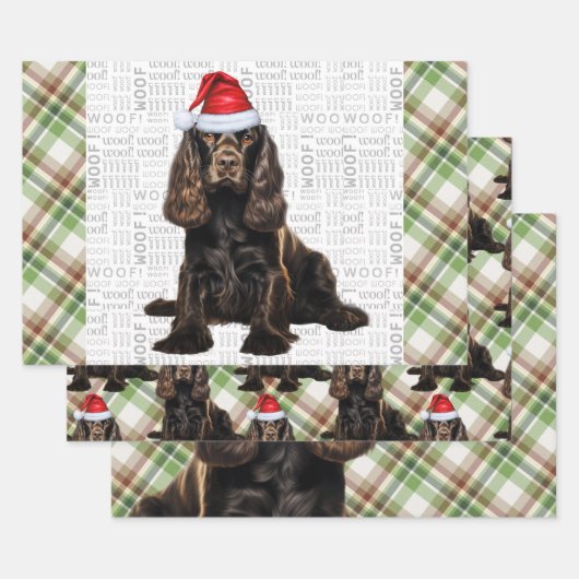 Bruine Cocker Spaniel Hond Vakantie Geplaagd Kerst Inpakpapier Vel (Set)