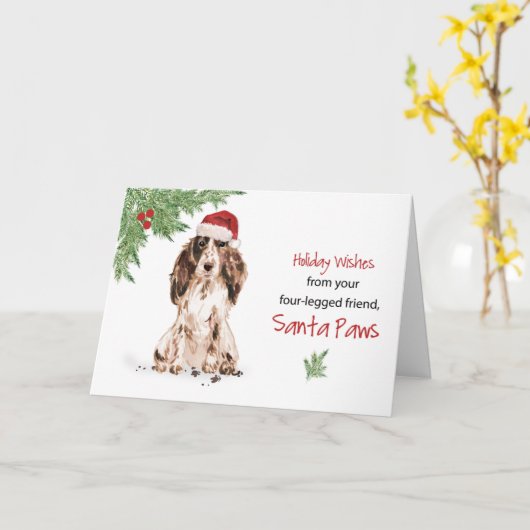 Bruine Cocker Spaniel Kerstmis Van Hond In Grappig Kaart (Gele Bloem)