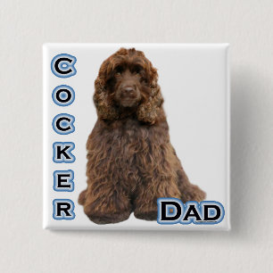 Bruine Cocker Spaniel Pa 4 Vierkante Button 5,1 Cm