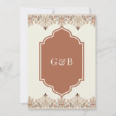 Bruine Crème Ikat Anand Karaj Sikh bruiloft Kaart (Achterkant)