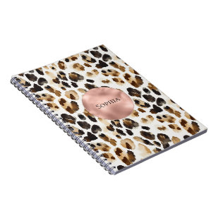 Bruine Crème Leopard Dier Roos Gouden Glam Notitieboek