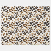 Bruine Crème Leopard Dierenprint Fleece Deken (Voorkant (Horizontaal))