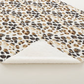 Bruine Crème Leopard Dierenprint Sherpa Deken (3/4)