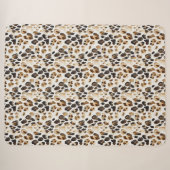 Bruine Crème Leopard Dierenprint Sherpa Deken (Voorkant (horizontaal))