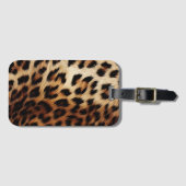 Bruine crème luipaard dier bagagelabel (Voorkant (horizontaal))