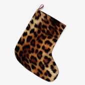 Bruine crème luipaard dier grote kerstsok (Voorkant (Hangend))
