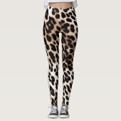 Bruine crème luipaard leggings (Voorkant)