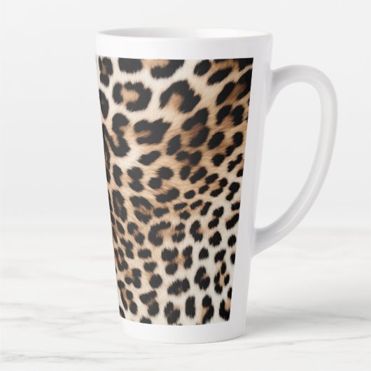 Bruine crème luipaard print latte mok (Rechts)