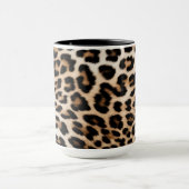 Bruine crème luipaard print mok (Midden)