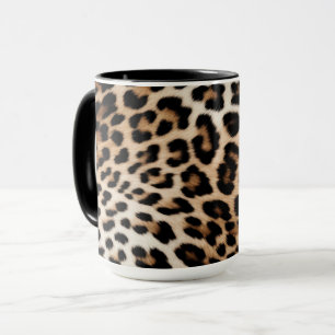 Bruine crème luipaard print mok