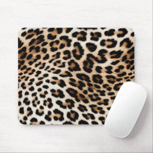 Bruine crème luipaard print muismat
