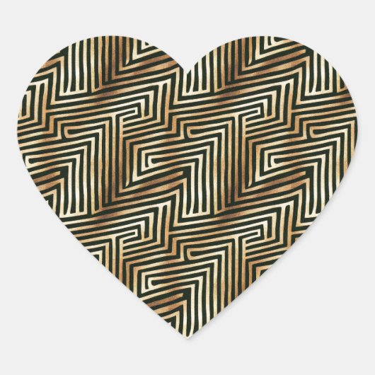 Bruine crème pijlen hart sticker (Voorkant)