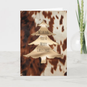 Bruine Crème Western Koeienhuid Kerstmis Kaart