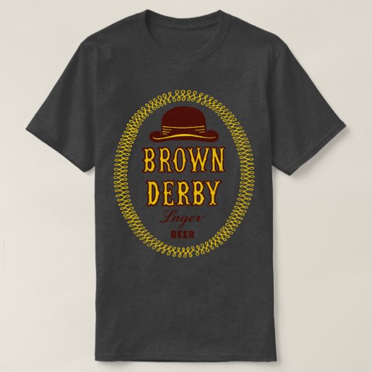 Bruine Derby Retro Defunct Bier T-shirt (Design voorkant)