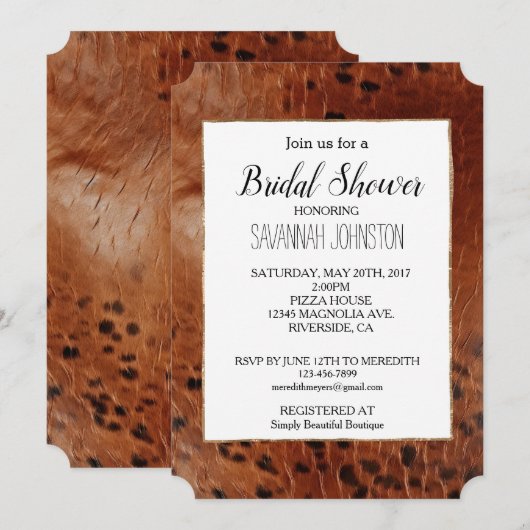 Bruine dierenprint kaart (Voorkant / Achterkant)