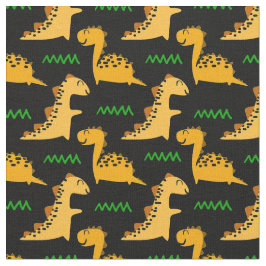 Bruine dinosaurussen met groen op zwart stof