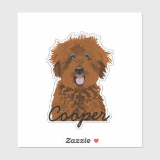 Bruine doodle Dog Aangepaste naam Sticker