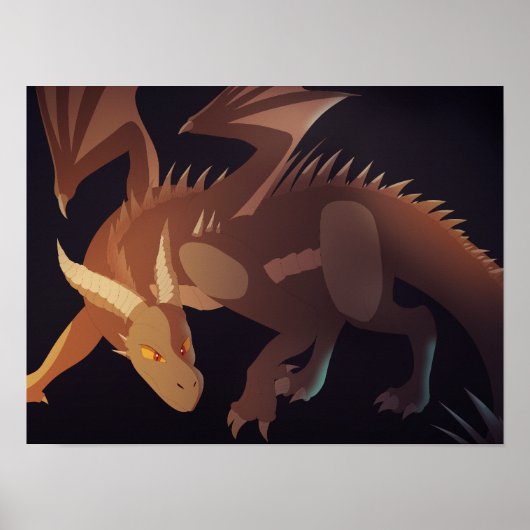 Bruine Draak Fantasy Kunst Poster (Voorkant)