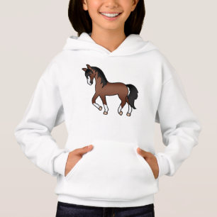 Bruine Dravende Paard Mooie Cartoon Illustratie