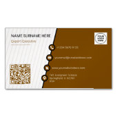 Bruine eenvoudige formele QR-code Magnetisch Visitekaartje (Voorkant)