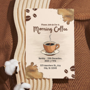 Bruine Eenvoudige Ochtendkoffie Uitnodiging
