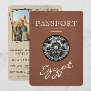 Bruine Egyptische paspoort trouw save the date