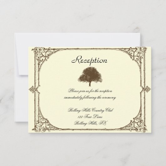  bruine eik-boom op het internet kaart (Voorkant)