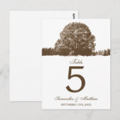 Bruine eik boom vallen Trouwtafel nummer Briefkaart (Voorkant / Achterkant)