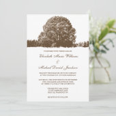 Bruine eikenboom - Dall Wedding Invitations Kaart (Staand voorkant)