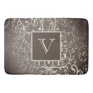 Bruine Elegante Bloei Monogram Badmat