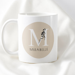 Bruine Elegante Zwarte Strik Chic Initiële Cute Mo Koffiemok