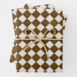 Bruine en Antiek witte diamanten Inpakpapier Vel