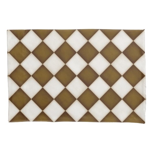 Bruine en Antiek witte diamanten Kussensloop (Voorkant-Links)