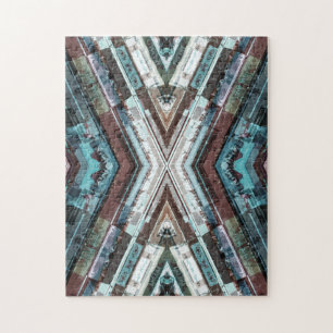 Bruine en blauwe kaleidoscoop legpuzzel