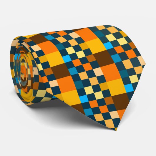 Bruine en blauwe kleuren abstracte pixelkunst met  stropdas (Opgerold)