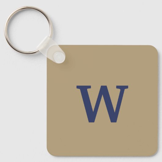 Bruine en blauwe monogrammed Sleutelhanger (Voorkant)