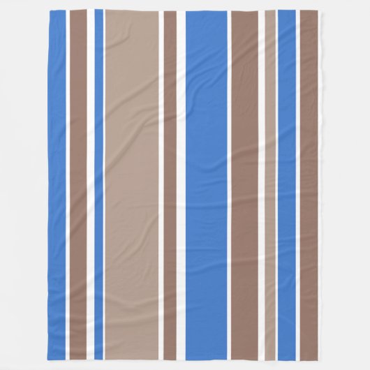 Bruine en blauwe strepen fleece deken (Voorkant)