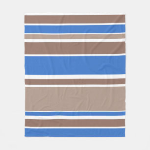 Bruine en blauwe strepen fleece deken