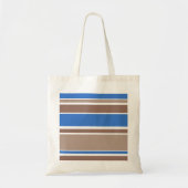 Bruine en blauwe strepen tote bag (Voorkant)