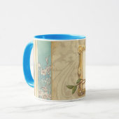 Bruine en blauwe vogel op een bijkantoor die omhoo mok (Voorkant links)