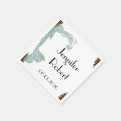 Bruine en Blauwgroen Art Deco Posh bruiloft servet (Hoek)