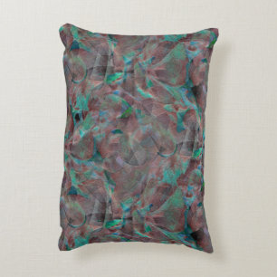 Bruine en cyaanse vlekken op onafgewerkt wandpleis accent kussen