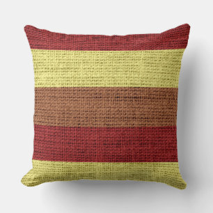 Bruine en gele Stripes Burlap Linen Rustic Jute Kussen