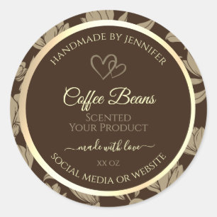 Bruine en Gouden Bloemen Product Etiketten met Har