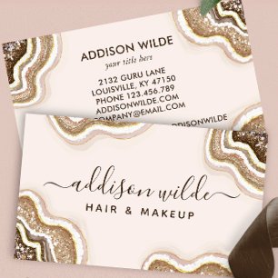 Bruine en gouden glitters agaat geode visitekaartj visitekaartje
