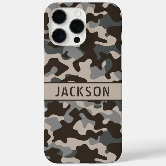 Bruine en grijze camouflage gepersonaliseerd Case-Mate iPhone case (Achterkant)