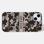 Bruine en grijze camouflage gepersonaliseerd Case-Mate iPhone case (Achterkant (horizontaal))