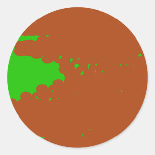 bruine en groene abstracte kunst ronde sticker